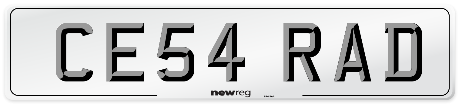 CE54 RAD Number Plate from New Reg